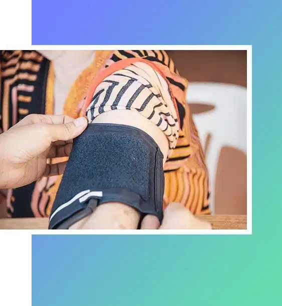 Checking blood pressure manually.